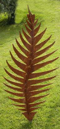 Picture of oxidised mild steel Leaf Form l sculpture