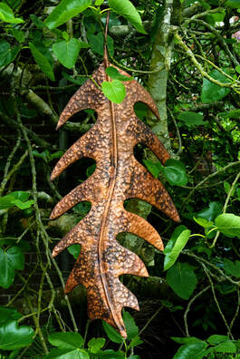 Picture of Copper Hanging Leaf sculpture